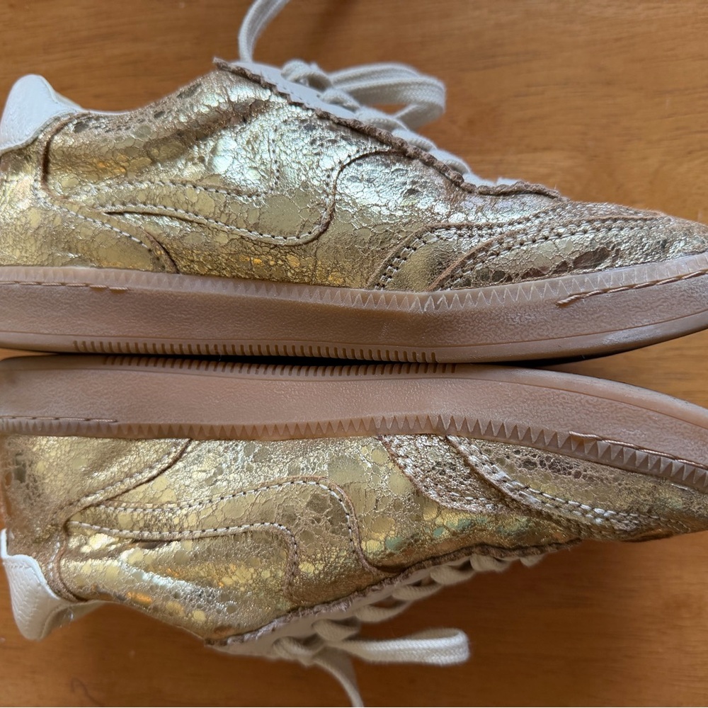 Dolce Vita Gold Metallic Low-Top Sneakers with Cream Accents - Picture 6 of 8